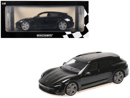 2021 Porsche Taycan CUV Turbo S Black Limited Edition to 480 pieces Worldwide 1/18 Diecast Model Car by Minichamps