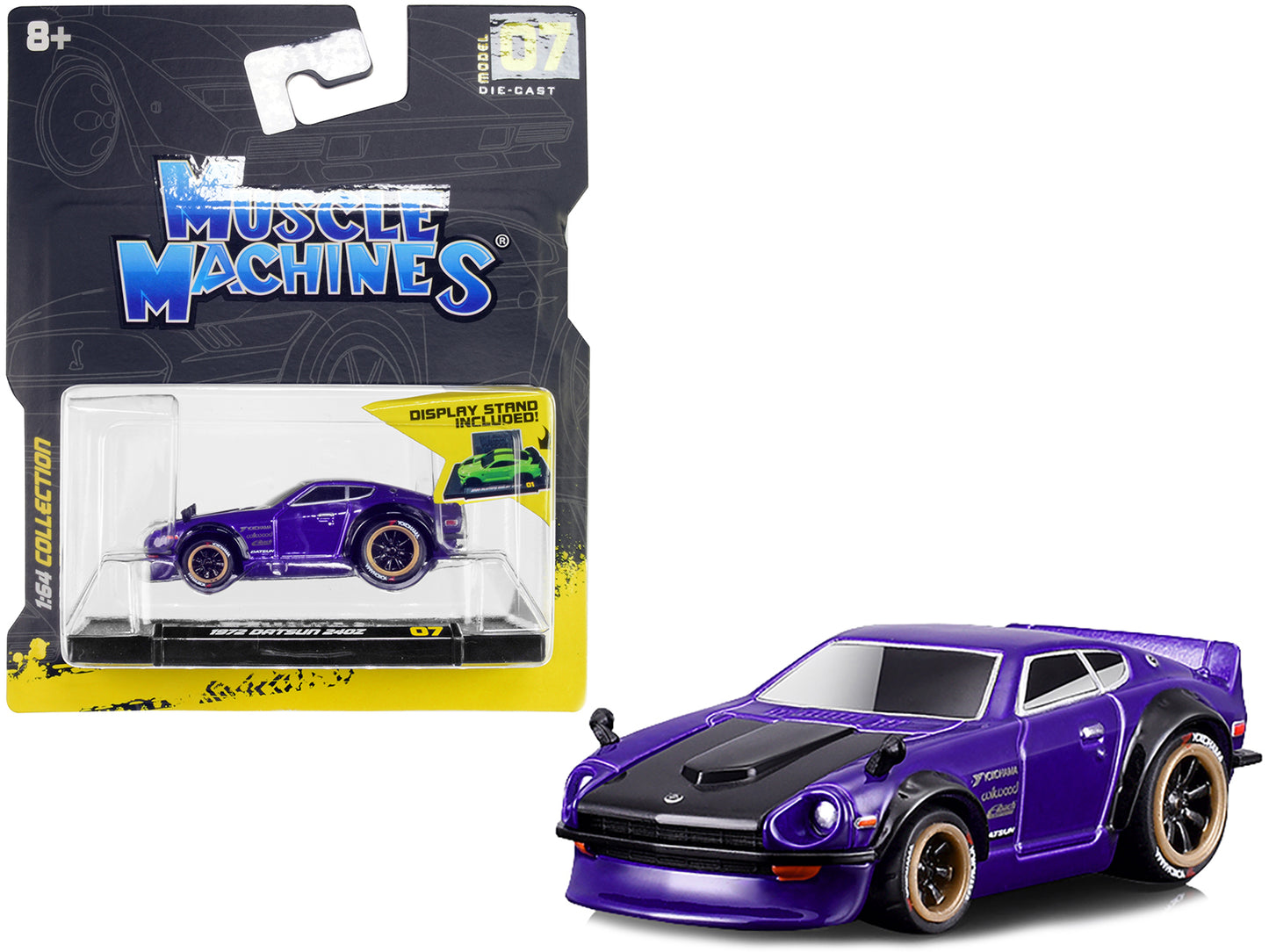 1972 Datsun 240Z Purple with Dark Gray Hood 1/64 Diecast Model Car by Muscle Machines