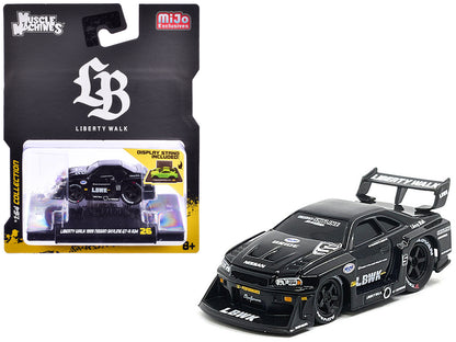 1999 Nissan Skyline GT-R (R34) #5 "Liberty Walk" Black 1/64 Diecast Model Car by Muscle Machines