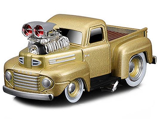 1949 Ford F1 Pickup Truck Gold Metallic 1/64 Diecast Model Car by Muscle Machines