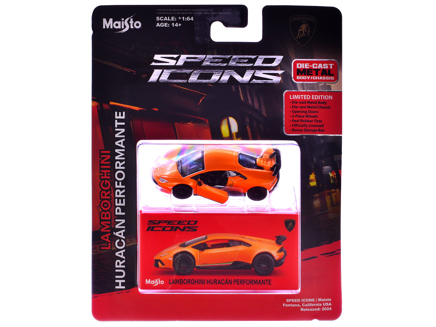 Lamborghini Huracan Performante Orange "Speed Icons" Series 1/64 Diecast Model Car by Maisto