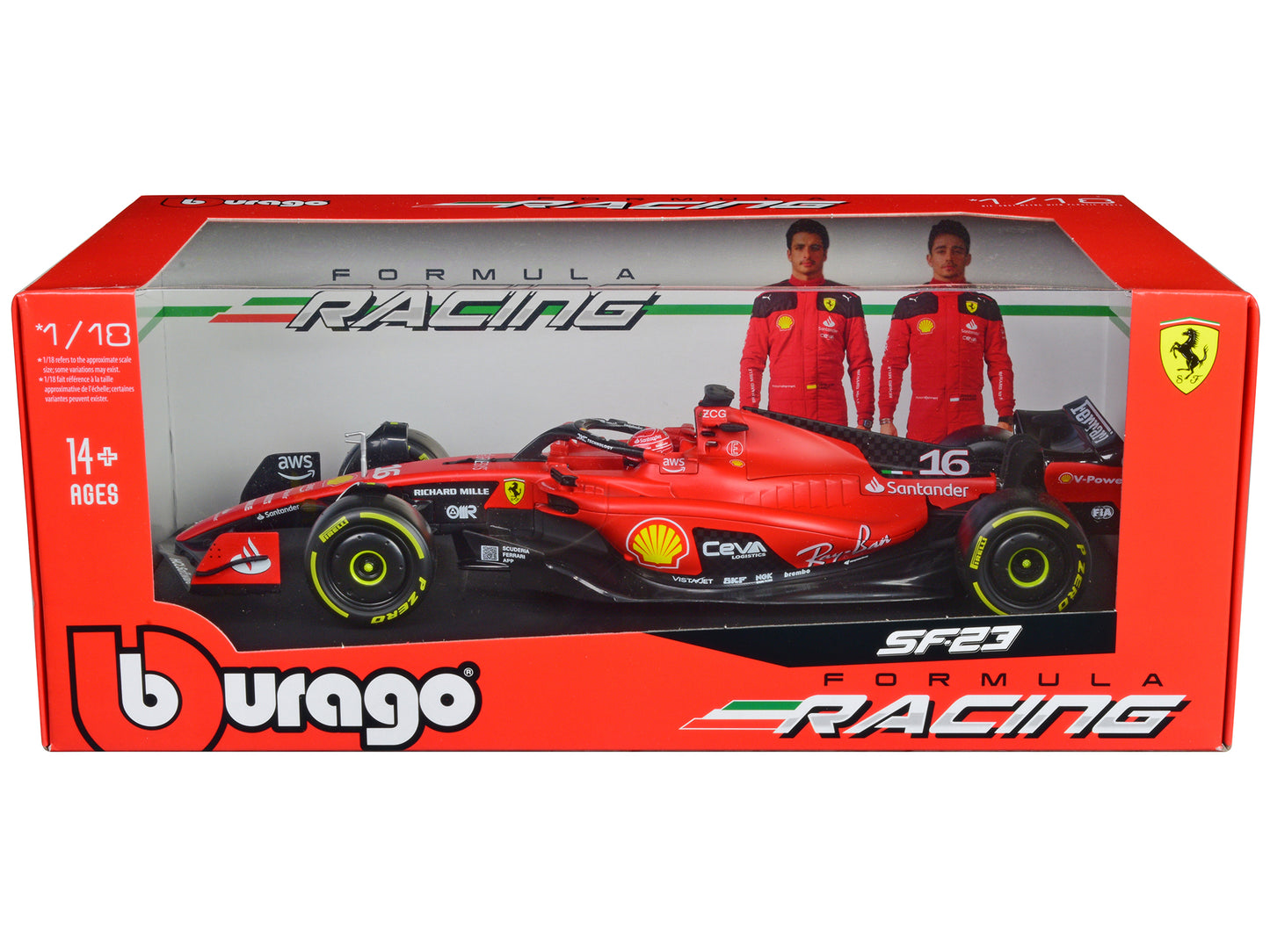 Ferrari SF-23 #16 Charles Leclerc Formula One F1 World Championship (2023) "Formula Racing" Series 1/18 Diecast Model Car by Bburago