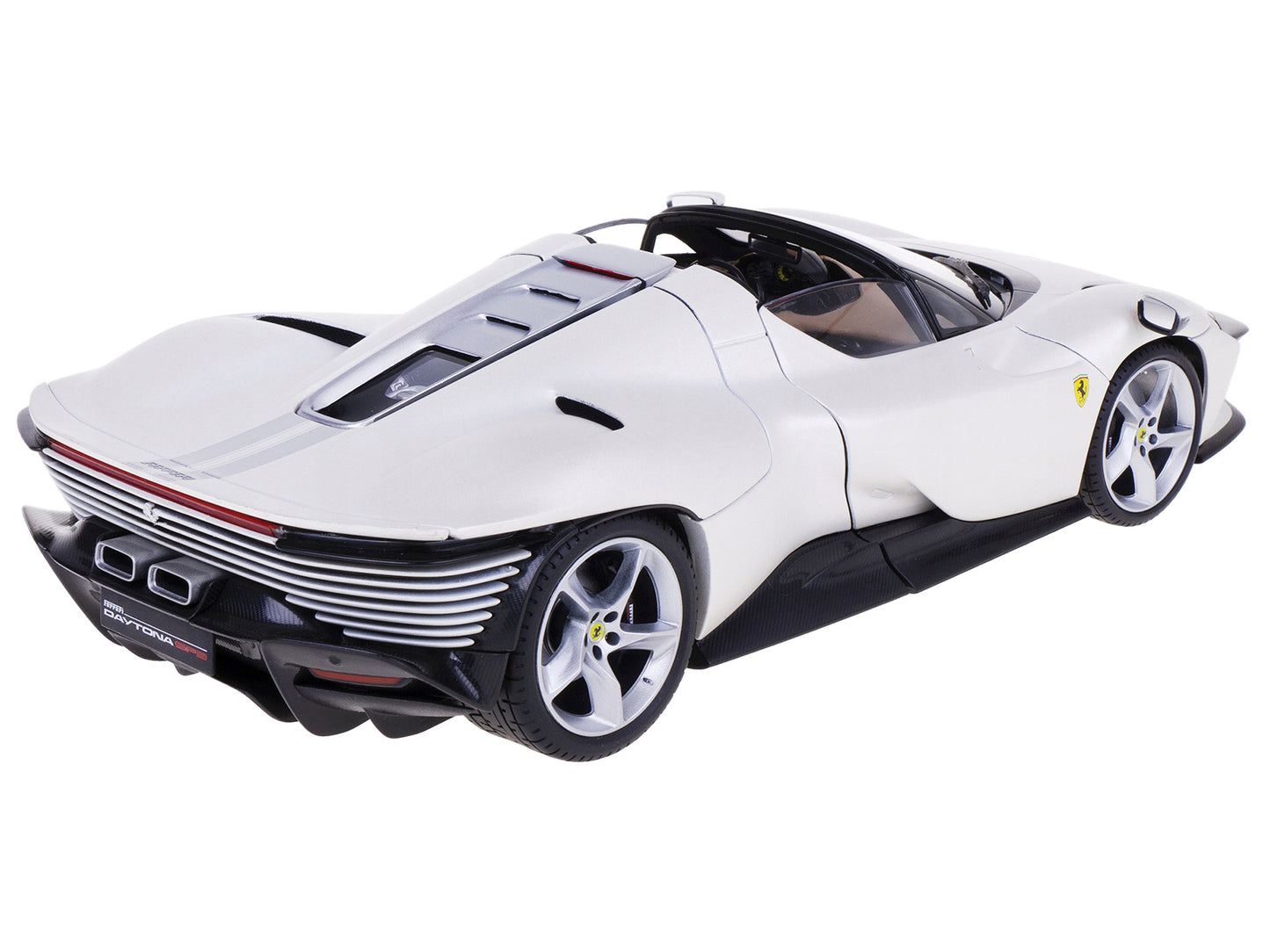 Ferrari Daytona SP3 White Metallic with Silver Stripes "Signature Series" 1/18 Diecast Model Car by Bburago