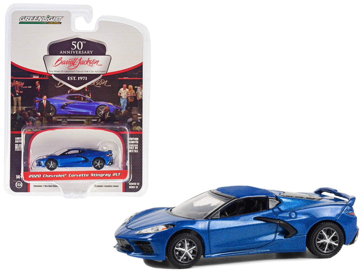 2020 Chevrolet Corvette C8 Stingray 2LT Rapid Blue Metallic (Lot #1259) Barrett Jackson "Scottsdale Edition" Series 12 1/64 Diecast Model Car by Greenlight