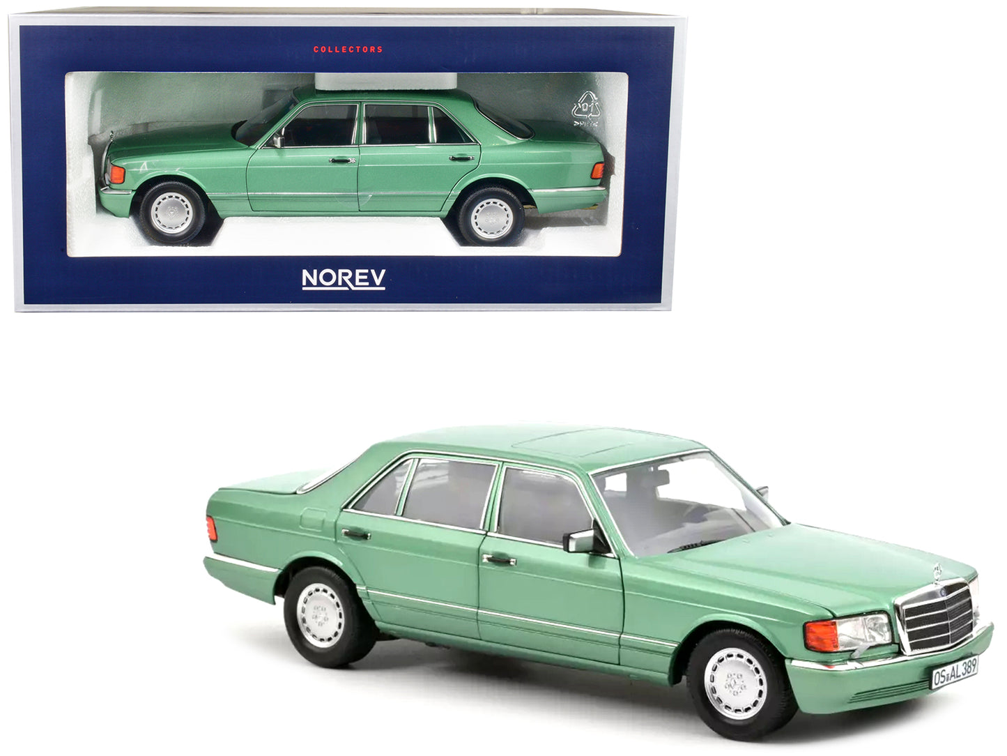 1991 Mercedes-Benz 560 SEL Light Green Metallic 1/18 Diecast Model Car by Norev