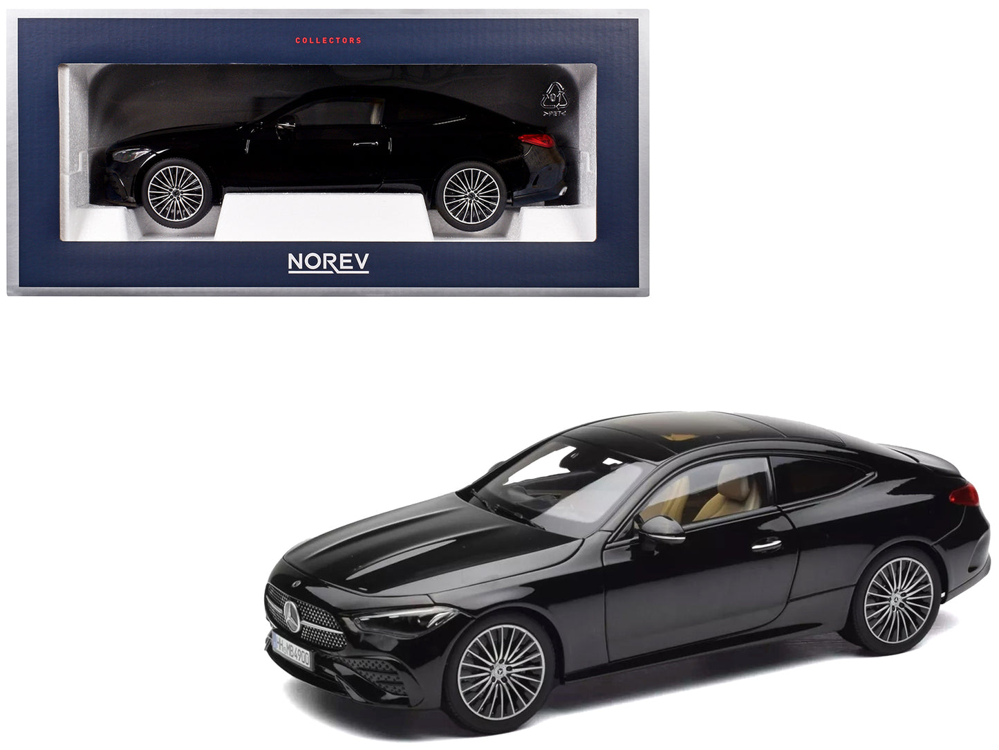 2024 Mercedes-Benz CLE Coupe Obsidian Black Metallic 1/18 Diecast Model Car by Norev