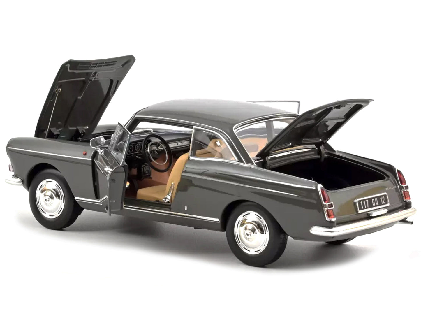 1967 Peugeot 404 Coupe Graphite Gray 1/18 Diecast Model Car by Norev