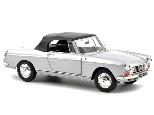 1967 Peugeot 404 Cabriolet Silver Metallic 1/18 Diecast Model Car by Norev