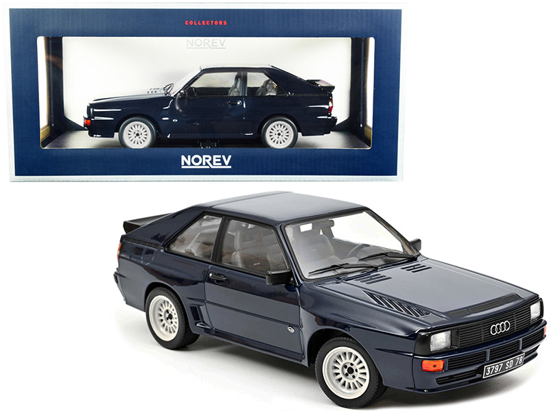 1985 Audi Sport Quattro Coupe Dark Blue 1/18 Diecast Model Car by Norev