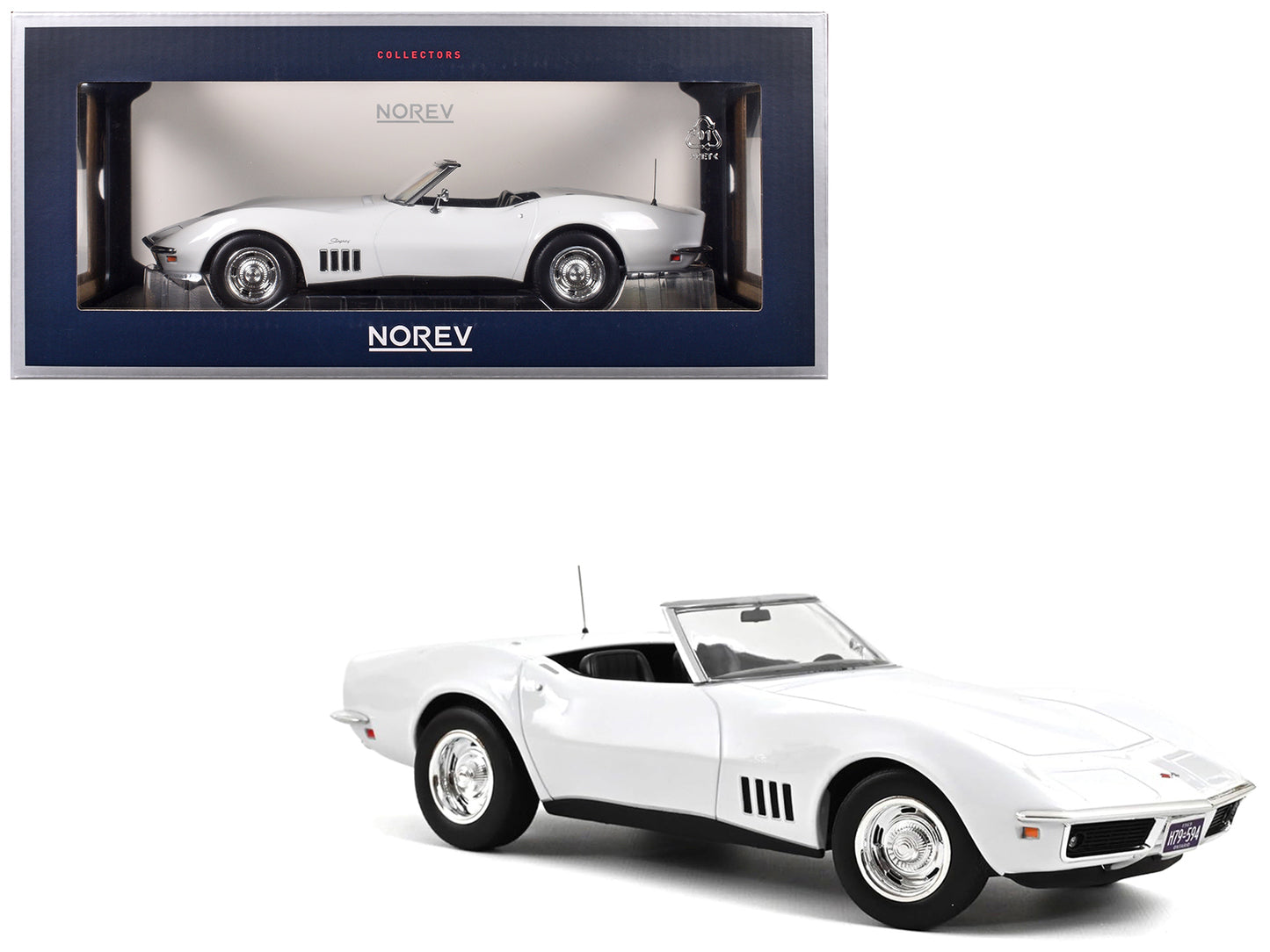 1969 Chevrolet Corvette Convertible Can Am White 1/18 Diecast Model Car by Norev