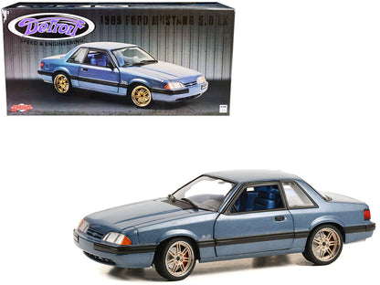 1989 Ford Mustang 5.0 LX Shadow Blue Metallic with Custom 7-Spoke Wheels and Blue Interior "Detroit Speed Inc." Limited Edition to 996 pieces Worldwide 1/18 Diecast Model Car by GMP