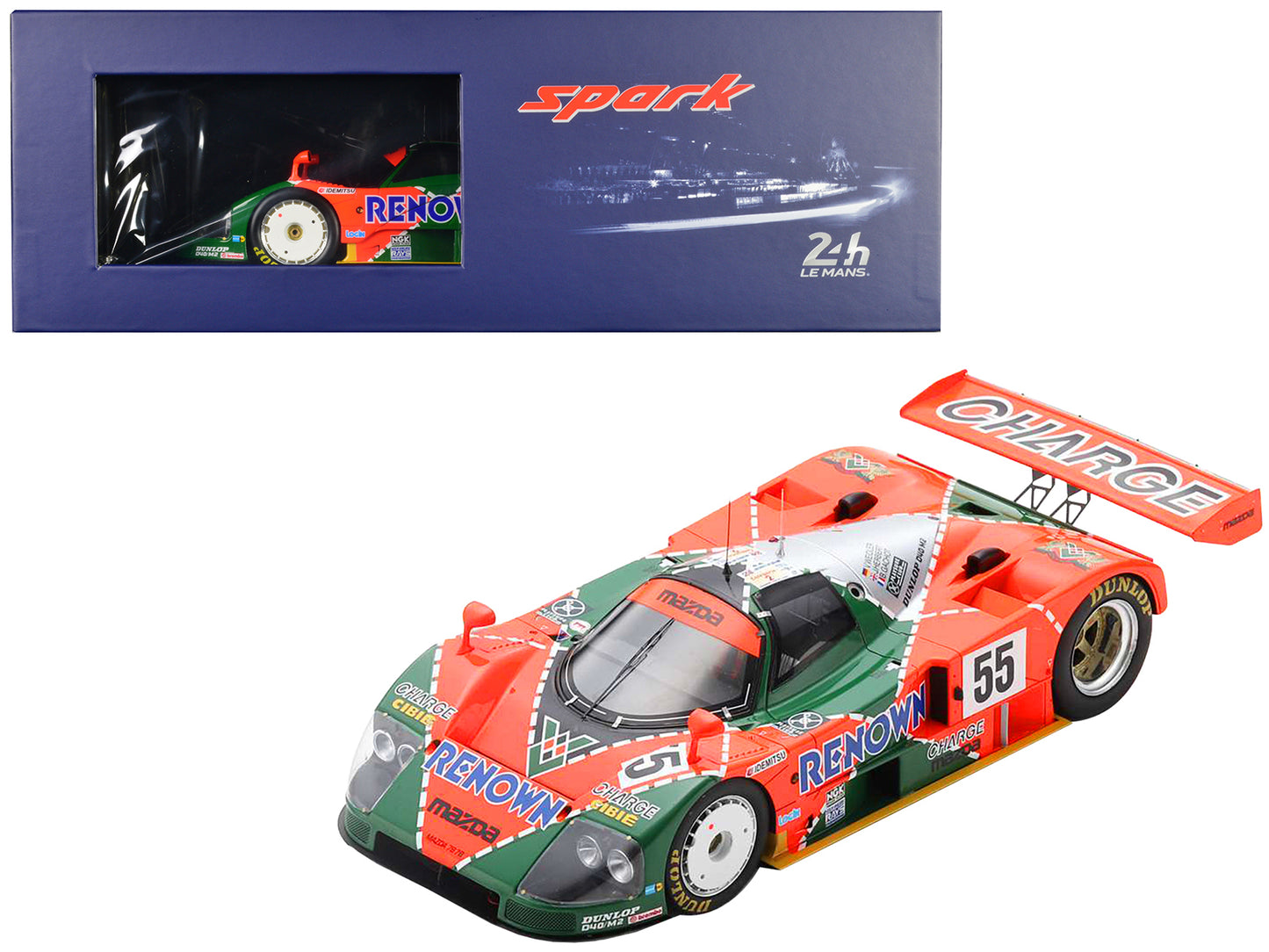 Mazda 787 B #55 Volker Weidler - Johnny Herbert - Bertrand Gachot Winner "24 Hours of Le Mans" (1991) with Acrylic Display Case 1/18 Model Car by Spark