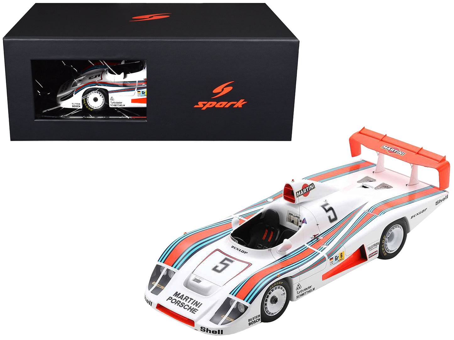 Porsche 936/78 #5 Jacky Ickx - Henri Pescarolo - Jochen Mass "Martini Racing Porsche System" "24 Hours of Le Mans" (1978) with Acrylic Display Case 1/18 Model Car by Spark