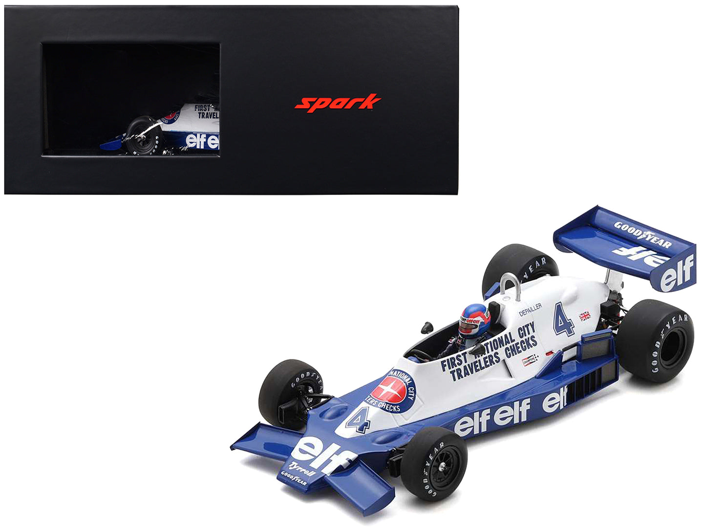 Tyrrell 008 #4 Patrick Depailler "Tyrrell-Ford" Winner Formula One F1 "Monaco GP" (1978) with Acrylic Display Case 1/18 Model Car by Spark