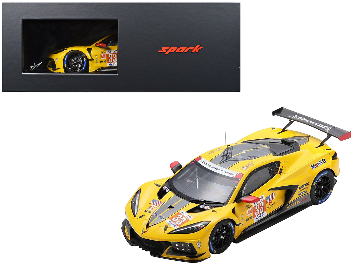 Chevrolet Corvette C8.R #33 Nicky Catsburg - Ben Keating - Nicolas Varrone "Corvette Racing" LMGTE Am Class Winner "24 Hours of Le Mans" (2023) with Acrylic Display Case 1/18 Model Car by Spark