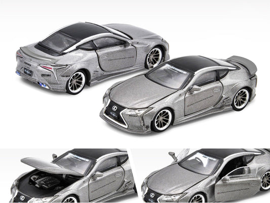 Lexus LC500 LB Works RHD (Right Hand Drive) Silver Metallic with Black Top and Graphics Limited Edition to 1200 pieces 1/64 Diecast Model Car by Era Car