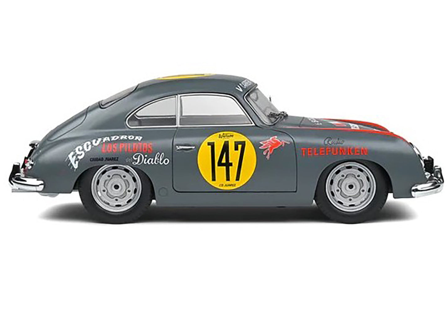 Porsche 356 Pre-A #147 Gray with Graphics "Carrera Panamericana" (1954) "Competition" Series 1/18 Diecast Model Car by Solido