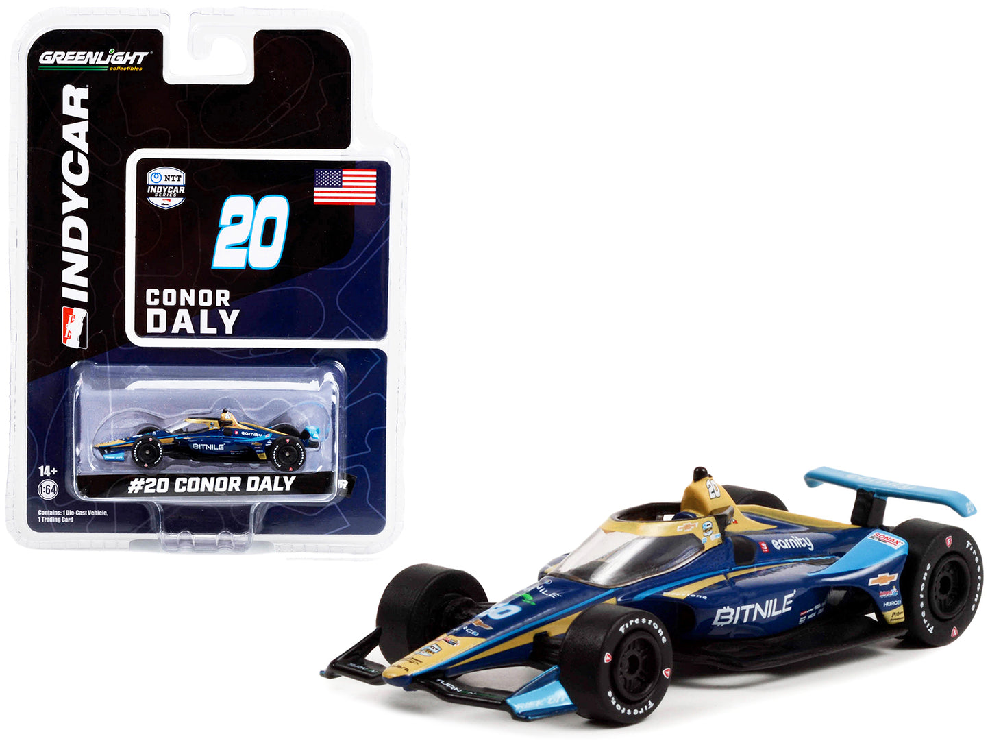 Dallara IndyCar #20 Conor Daly "BitNile" Ed Carpenter Racing "NTT IndyCar Series" (2022) 1/64 Diecast Model Car by Greenlight