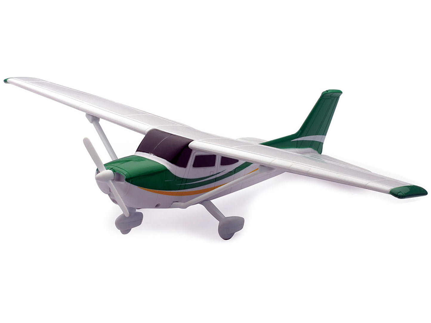 Model Kit Cessna 172 Skyhawk Aircraft White with Green and Yellow Stripes "Sky Pilot" Series 1/42 Plastic Model Kit by New Ray