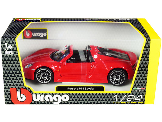 Porsche 918 Spyder Convertible Red 1/24 Diecast Model Car by Bburago