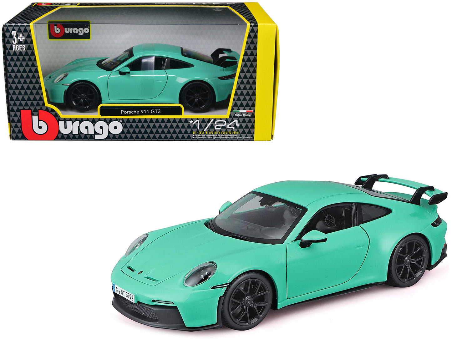 Porsche 911 GT3 Light Green 1/24 Diecast Model Car by Bburago