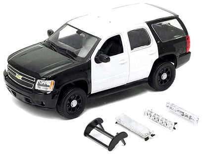 2008 Chevrolet Tahoe Unmarked Police Car Black and White 1/24 Diecast Model Car by Welly