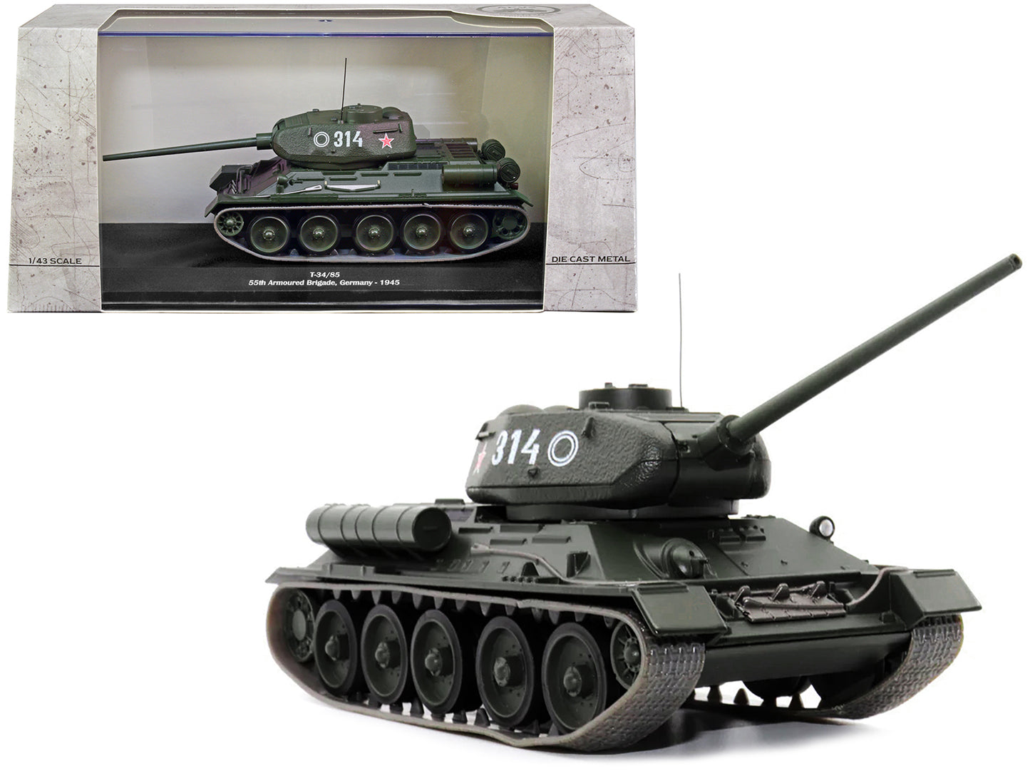 T-34-85 Tank #314 "USSR 55th Armoured Brigade Germany 1945" 1/43 Diecast Model by AFVs of WWII