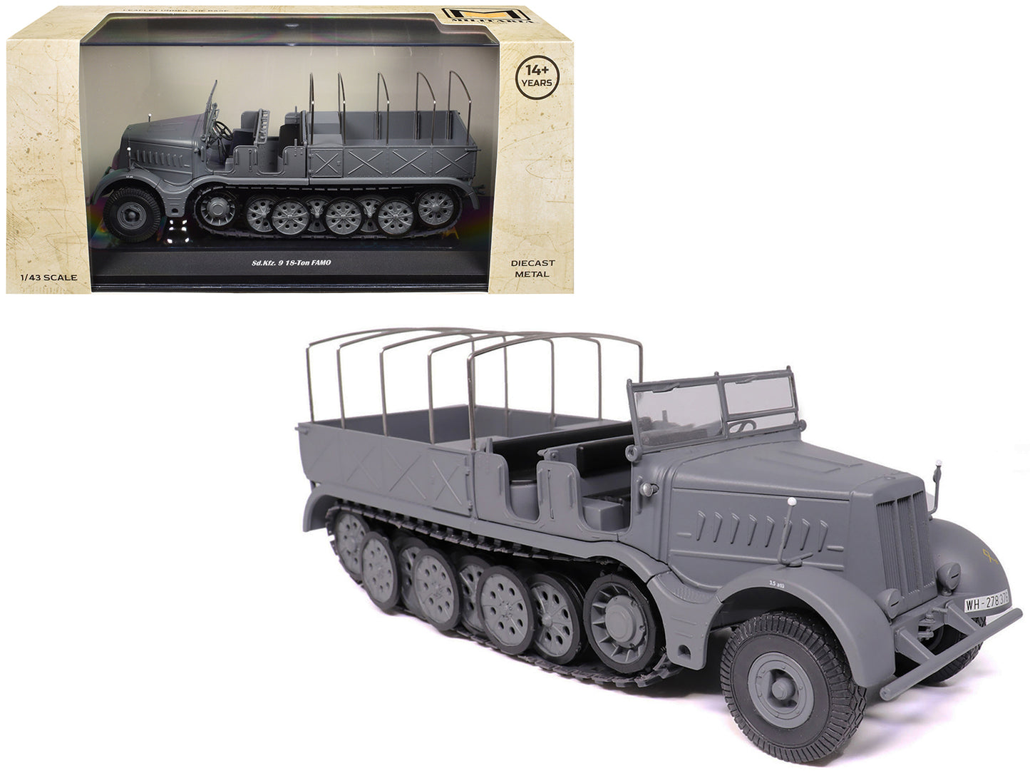 Sd.Kfz. 9 18-Ton FAMO AFV Gray "German Army" 1/43 Diecast Model by Militaria Die Cast