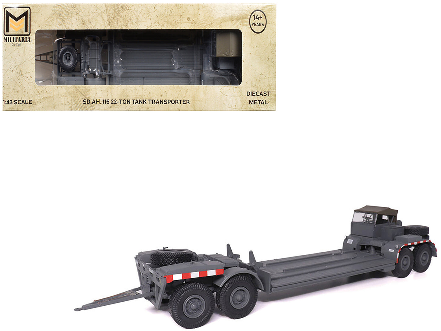 SD.AH. 116 22-Ton Tank Transporter Gray "German Army" 1/43 Diecast Model by Militaria Die Cast