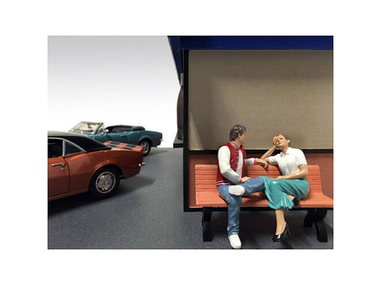 Sitting Couple Adam and Kristan 2 piece Figurine Set for 1/24 Scale Models by American Diorama