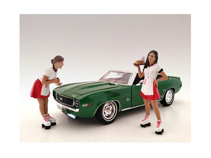 Carhop Waitress Brittany and Grace 2 piece Figurine Set for 1/24 Models by American Diorama