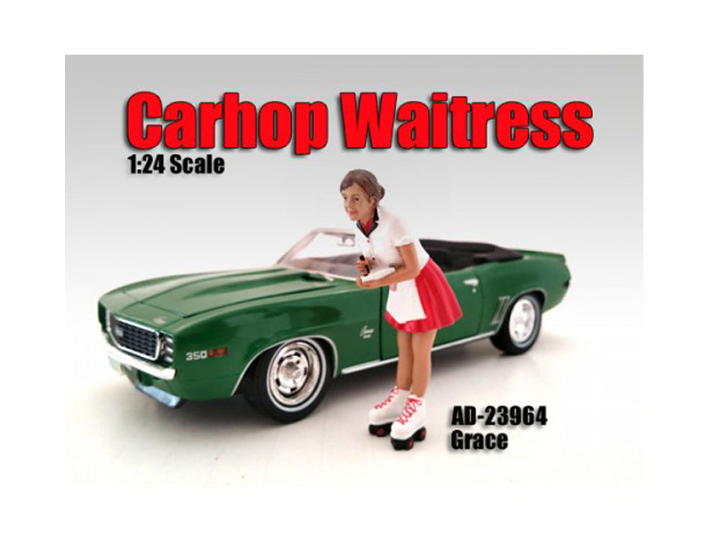 Carhop Waitress Grace Figure For 1:24 Scale Models by American Diorama