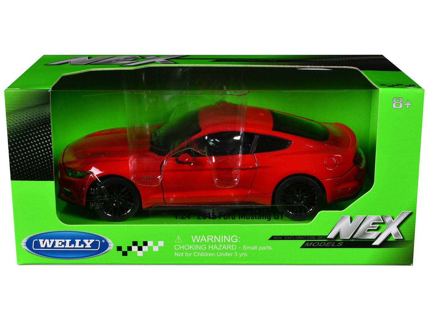 2015 Ford Mustang GT 5.0 Red "NEX Models" Series 1/24 Diecast Model Car by Welly