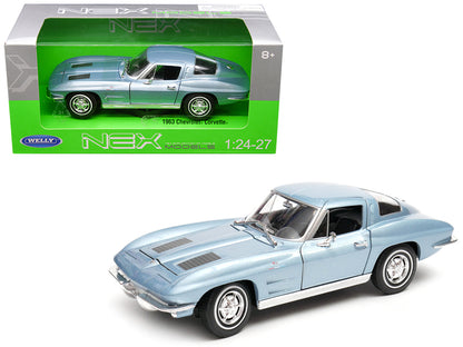 1963 Chevrolet Corvette Light Blue Metallic 1/24-1/27 Diecast Model Car by Welly