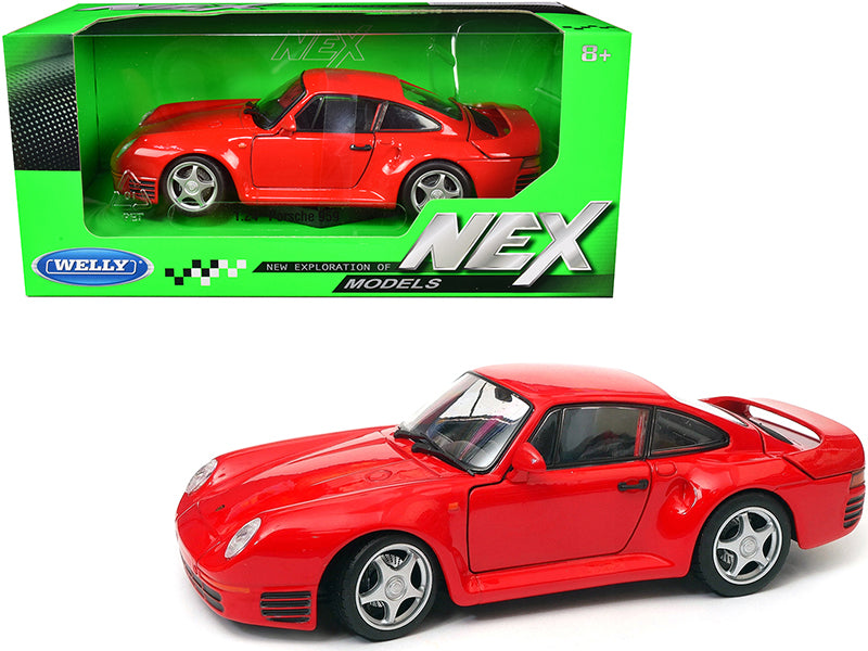 Porsche 959 Red with Silver Wheels "NEX Models" 1/24 Diecast Model Car by Welly