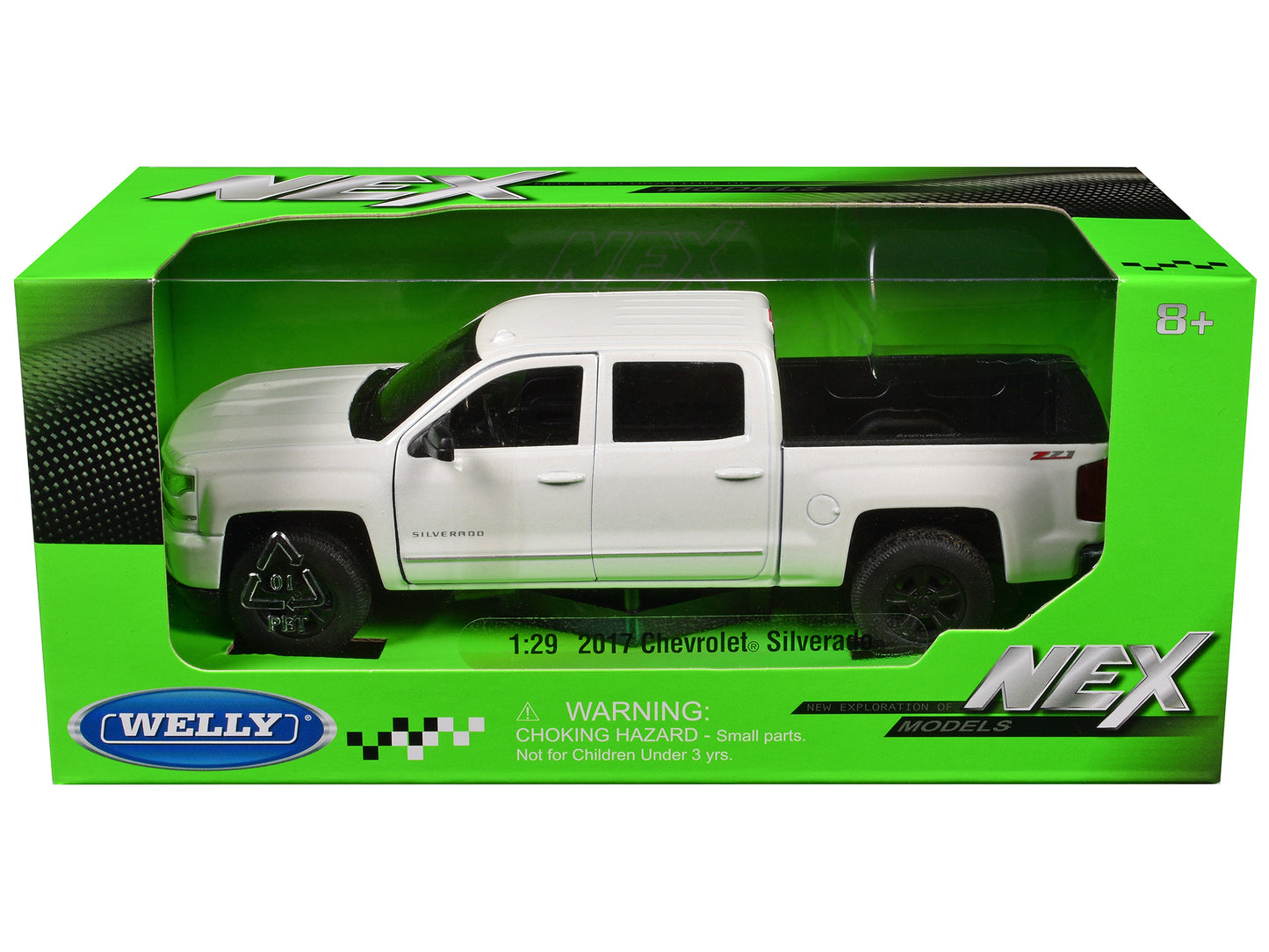 2017 Chevrolet Silverado Pickup Truck White "NEX Models" Series 1/29 Diecast Model Car by Welly