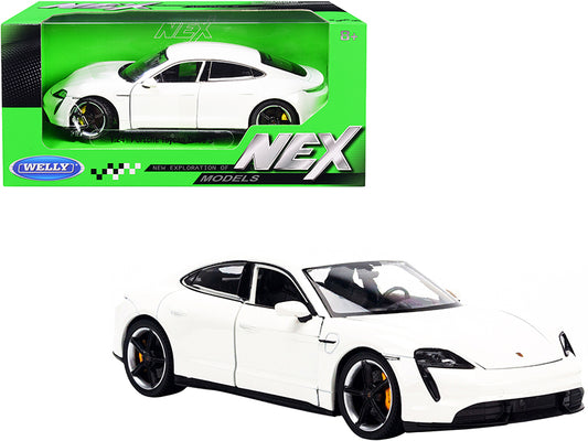 Porsche Taycan Turbo S White "NEX Models" 1/24 Diecast Model Car by Welly