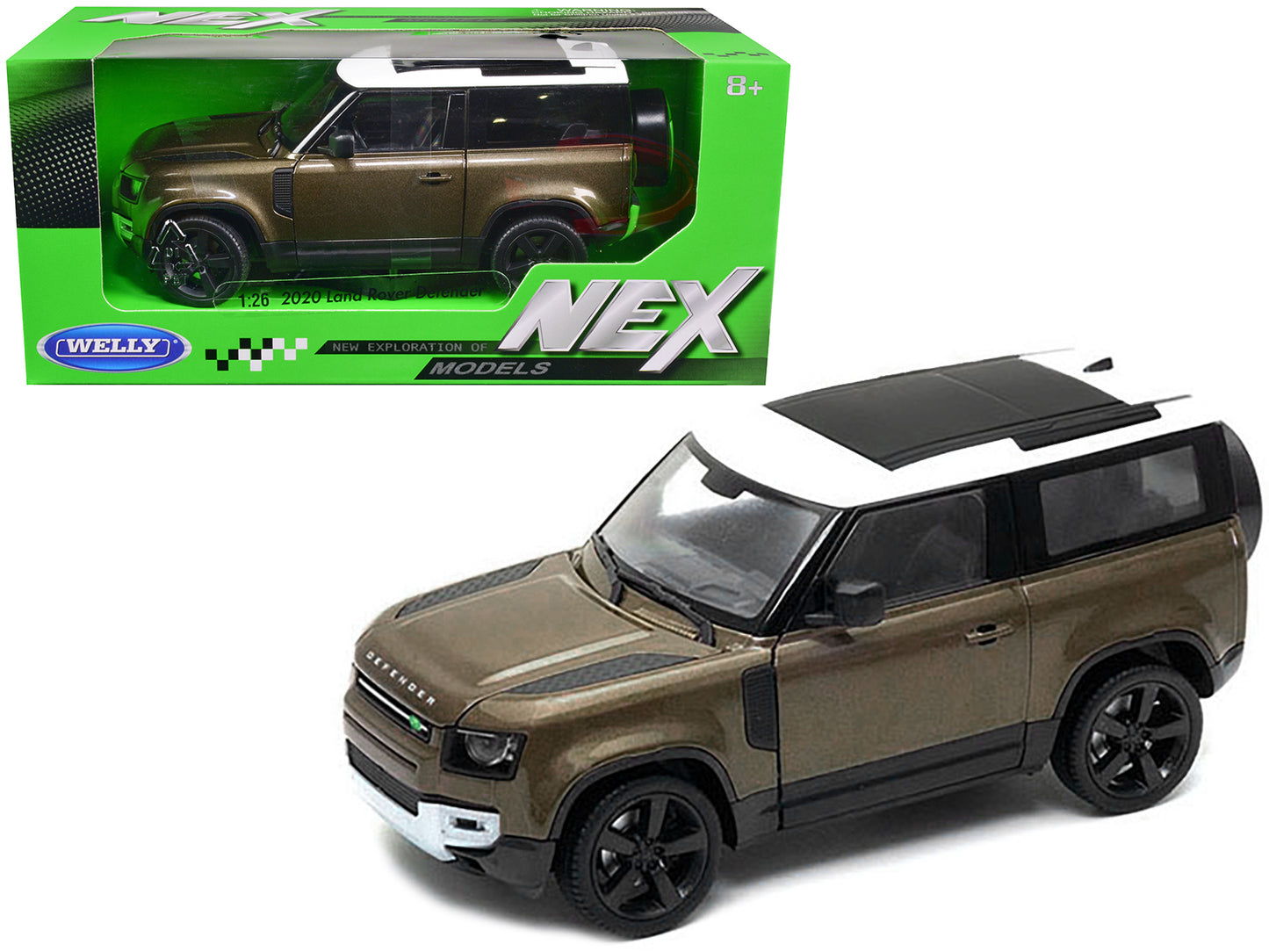 2020 Land Rover Defender Brown Metallic with White Top "NEX Models" 1/26 Diecast Model Car by Welly