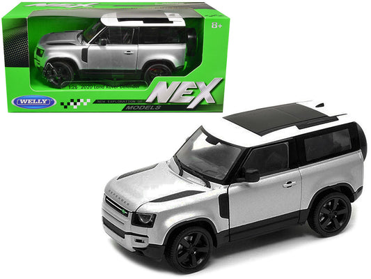 2020 Land Rover Defender Silver Metallic with White Top "NEX Models" 1/26 Diecast Model Car by Welly