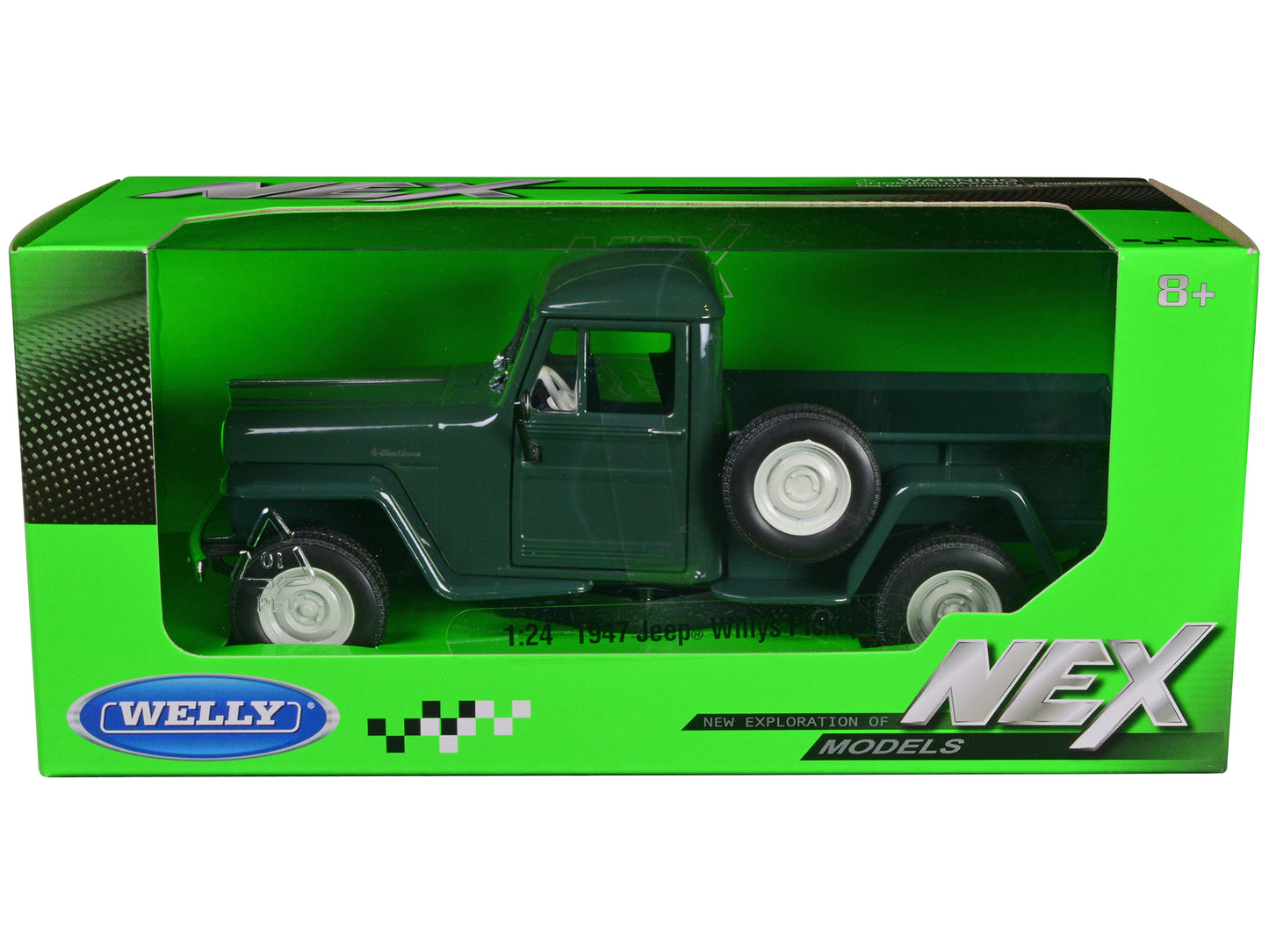 1947 Jeep Willys Pickup Truck Dark Green "NEX Models" Series 1/24 Diecast Model Car by Welly