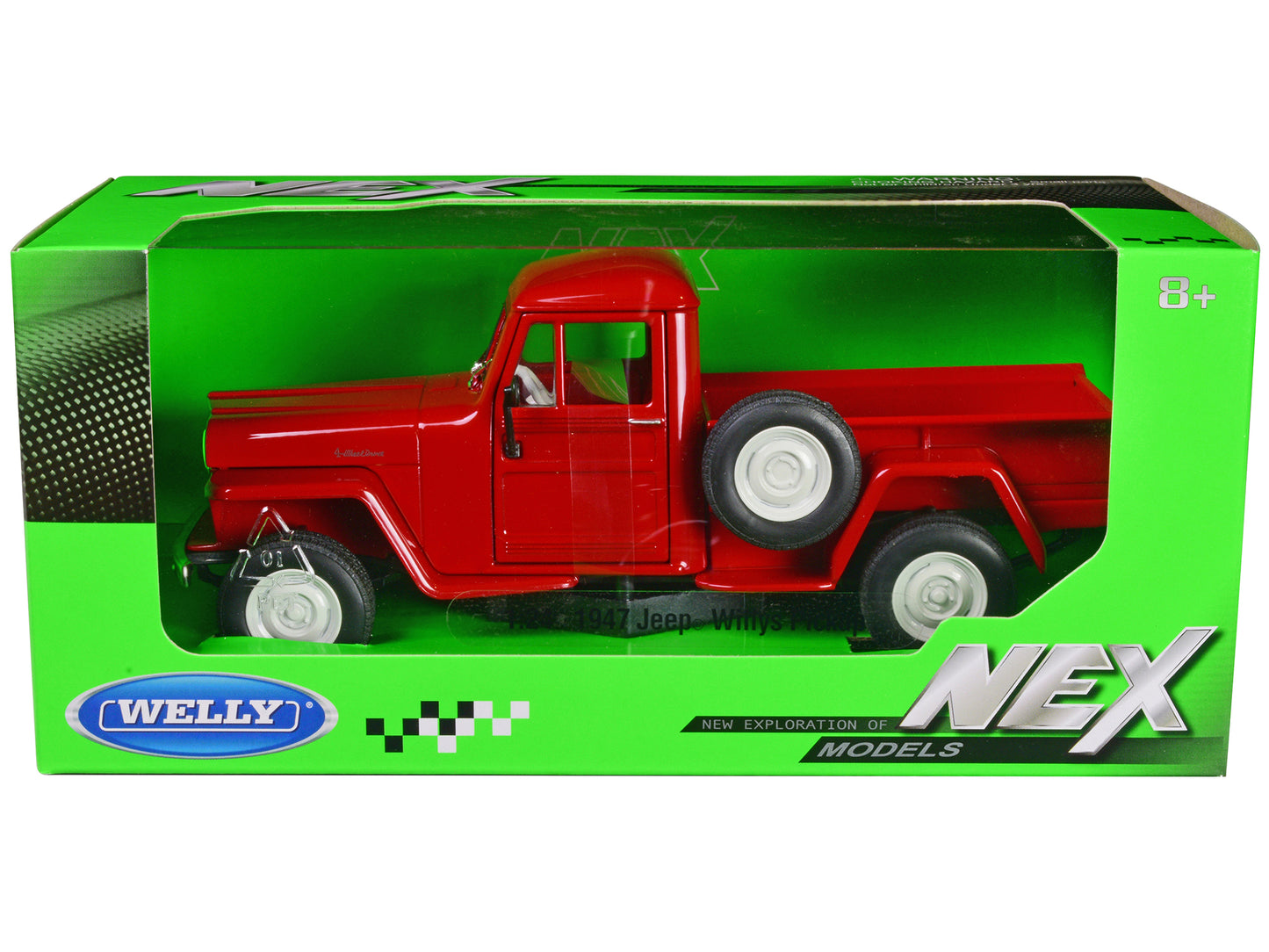 1947 Jeep Willys Pickup Truck Red "NEX Models" Series 1/24 Diecast Model Car by Welly