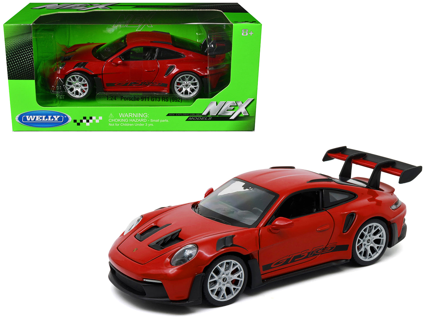 Porsche 911 GT3 RS (992) Red "NEX Models" Series 1/24 Diecast Model Car by Welly