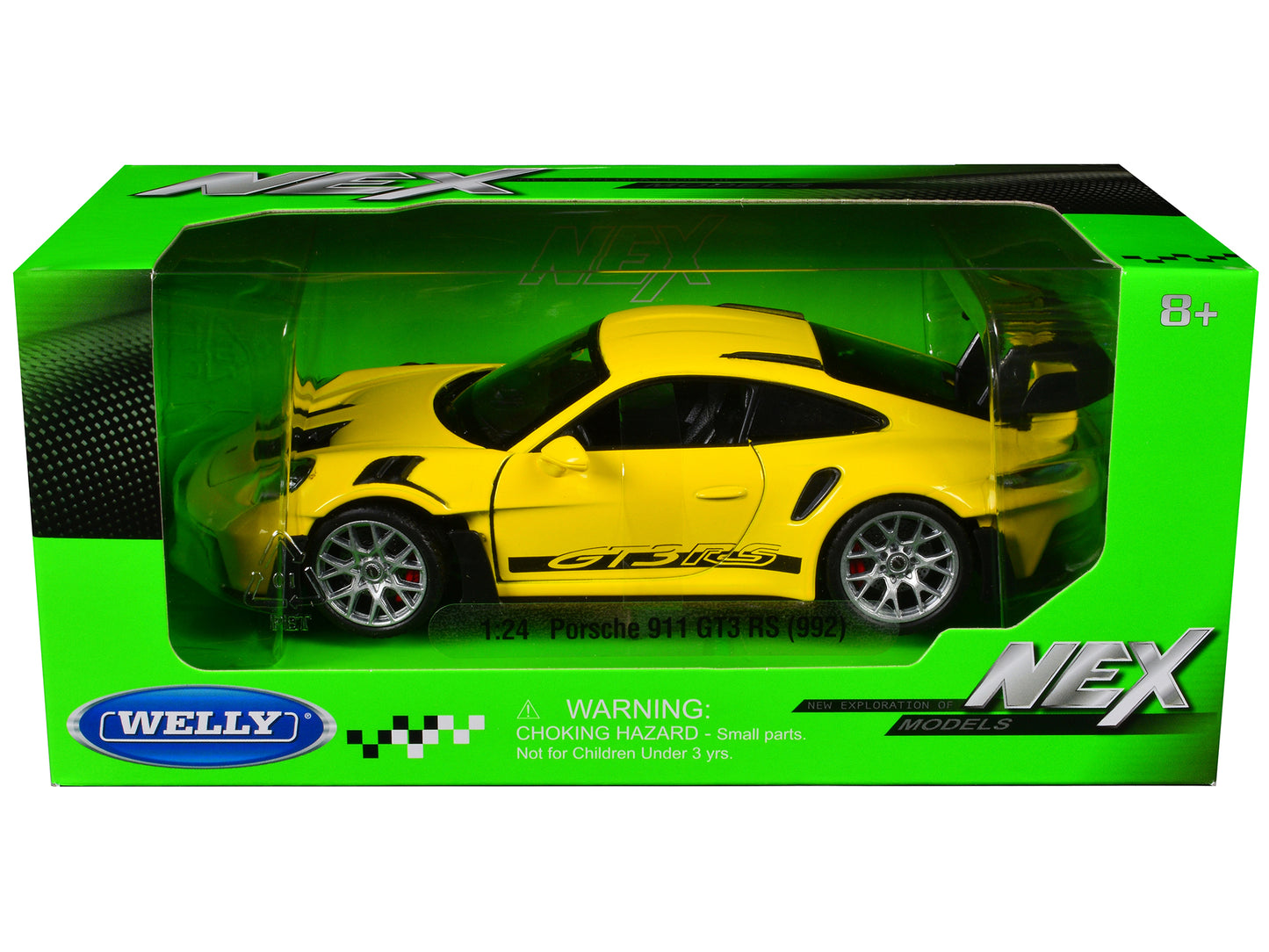 Porsche 911 GT3 RS (992) Yellow "NEX Models" Series 1/24 Diecast Model Car by Welly