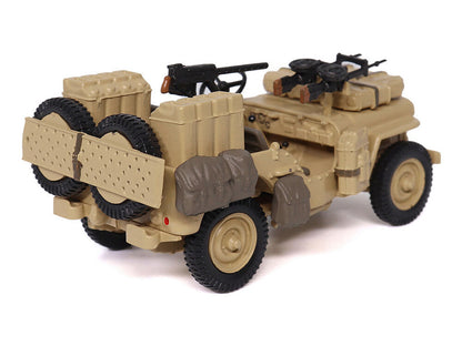 British SAS 1/4-Ton Willys Jeep with Vickers K Machine Gun Desert Sand "British Royal Army" 1/43 Diecast Model by Militaria Die Cast