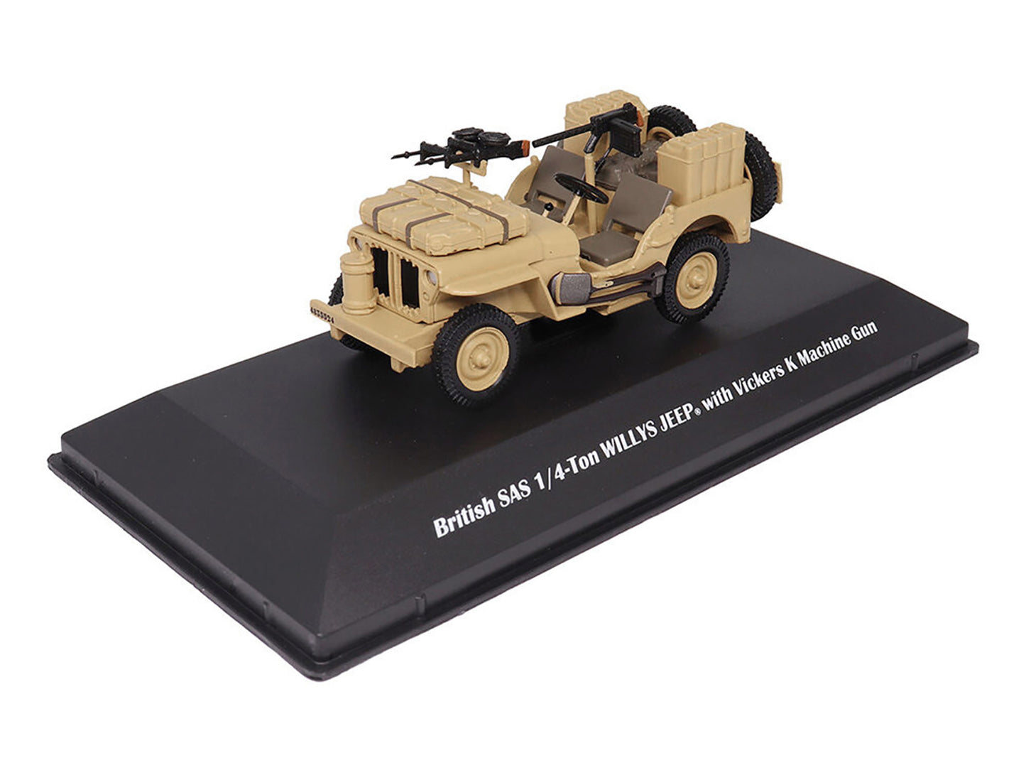 British SAS 1/4-Ton Willys Jeep with Vickers K Machine Gun Desert Sand "British Royal Army" 1/43 Diecast Model by Militaria Die Cast