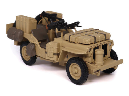 British SAS 1/4-Ton Willys Jeep with Vickers K Machine Gun Desert Sand "British Royal Army" 1/43 Diecast Model by Militaria Die Cast