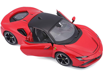 Ferrari SF90 Stradale Red with Black Top 1/24 Diecast Model Car by Bburago