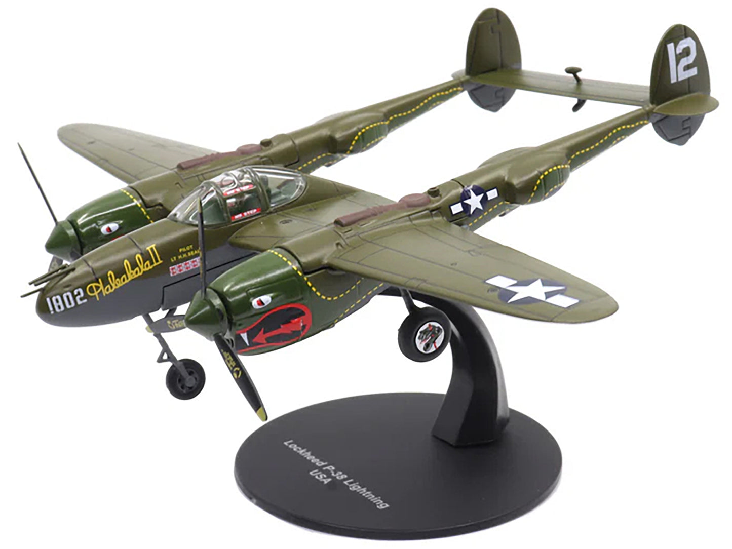 Lockheed P-38 Lightning Fighter Aircraft "Haleakala II 80th FG 459th FS Twin Dragons" (1944) United States Army Air Forces 1/72 Diecast Model by Militaria Die Cast