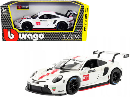 Porsche 911 RSR GT #911 White "Race" Series 1/24 Diecast Model Car by Bburago