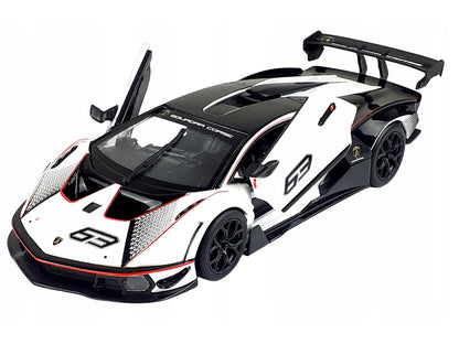 Lamborghini Essenza SCV12 #63 White and Black "Squadra Corse" "Race" Series 1/24 Diecast Model Car by Bburago